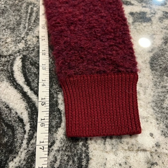 J. Crew Boucle Burgundy Red Boucle V Neck Sweater - Picture 3 of 15